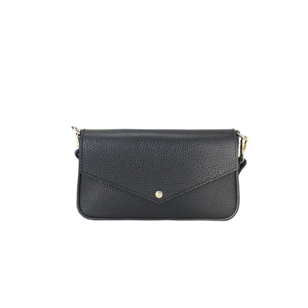 Stylish Black Clutch Handbag Chain Strap crossbody bag Italian Leather
